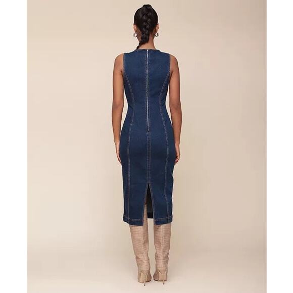 Avec Les Filles Sleeveless Denim Midi Dress - Picture 2 of 6